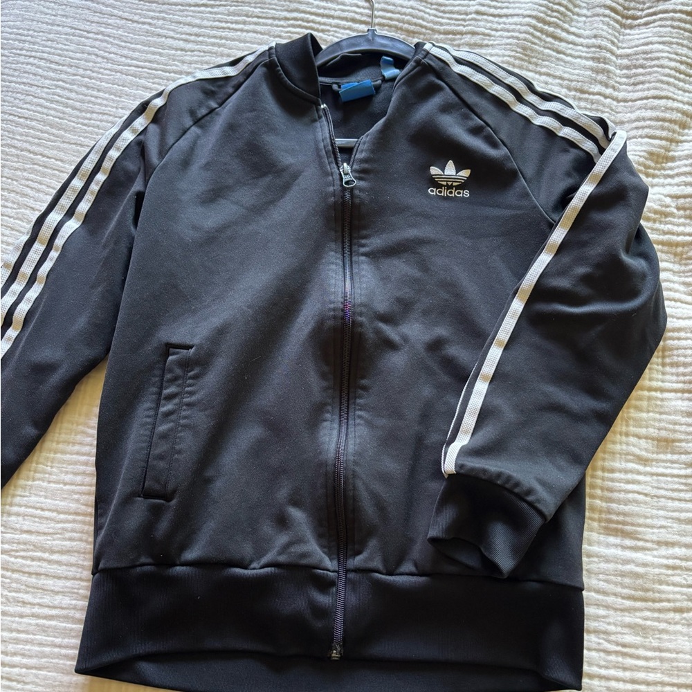 Adidas Black Jacket with White Accents